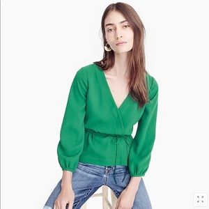 J crew Drapey crepe Faux Wrap Top
